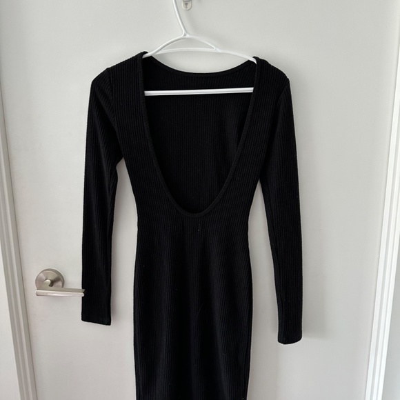 Low back ribbed black bodycon dress Aritzia XS - Picture 2 of 3